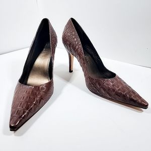 Antonio Melani Brown Leather Pointed Toe Pumps